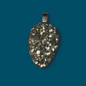 Pyrite Druzy Tear Drop Pendant | Natural Stone | Raw Pyrite | OBO